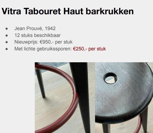 Vitra Tabouret Haut Barkrukken, Ophalen, 60 tot 90 cm, Metaal, Gebruikt