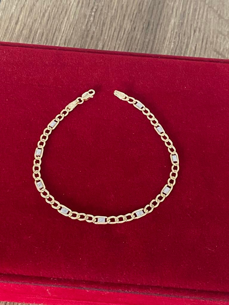 14 karaat(585) gouden armband,  wit en geel goud, Sieraden, Tassen en Uiterlijk, Armbanden, Nieuw, Goud, Goud, Ophalen of Verzenden