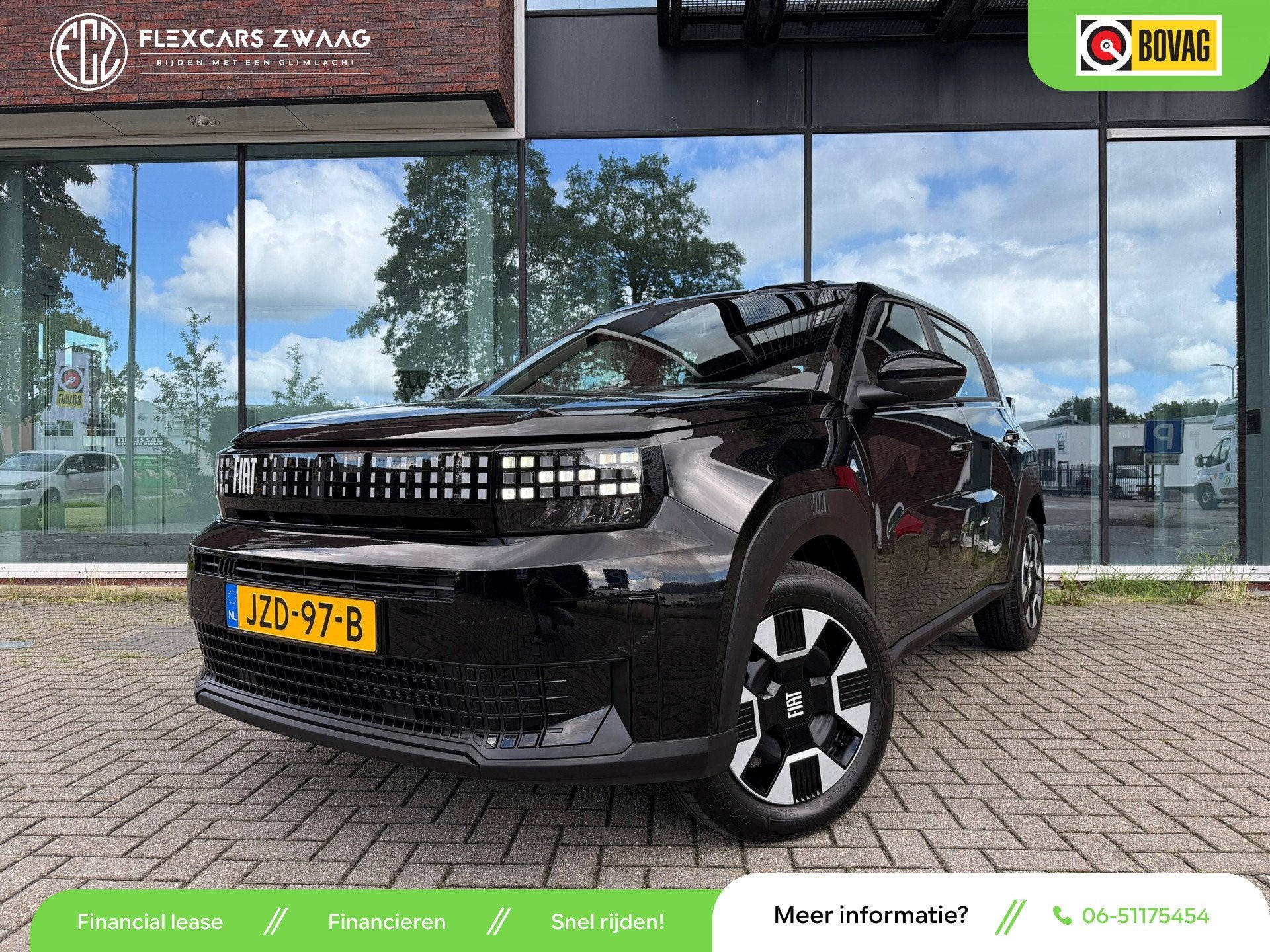 Fiat Grande Panda 1.2 Hybrid ICON - Automaat - Media - Airco, Auto's, Dealer onderhouden, Zwart, Origineel Nederlands, Bedrijf