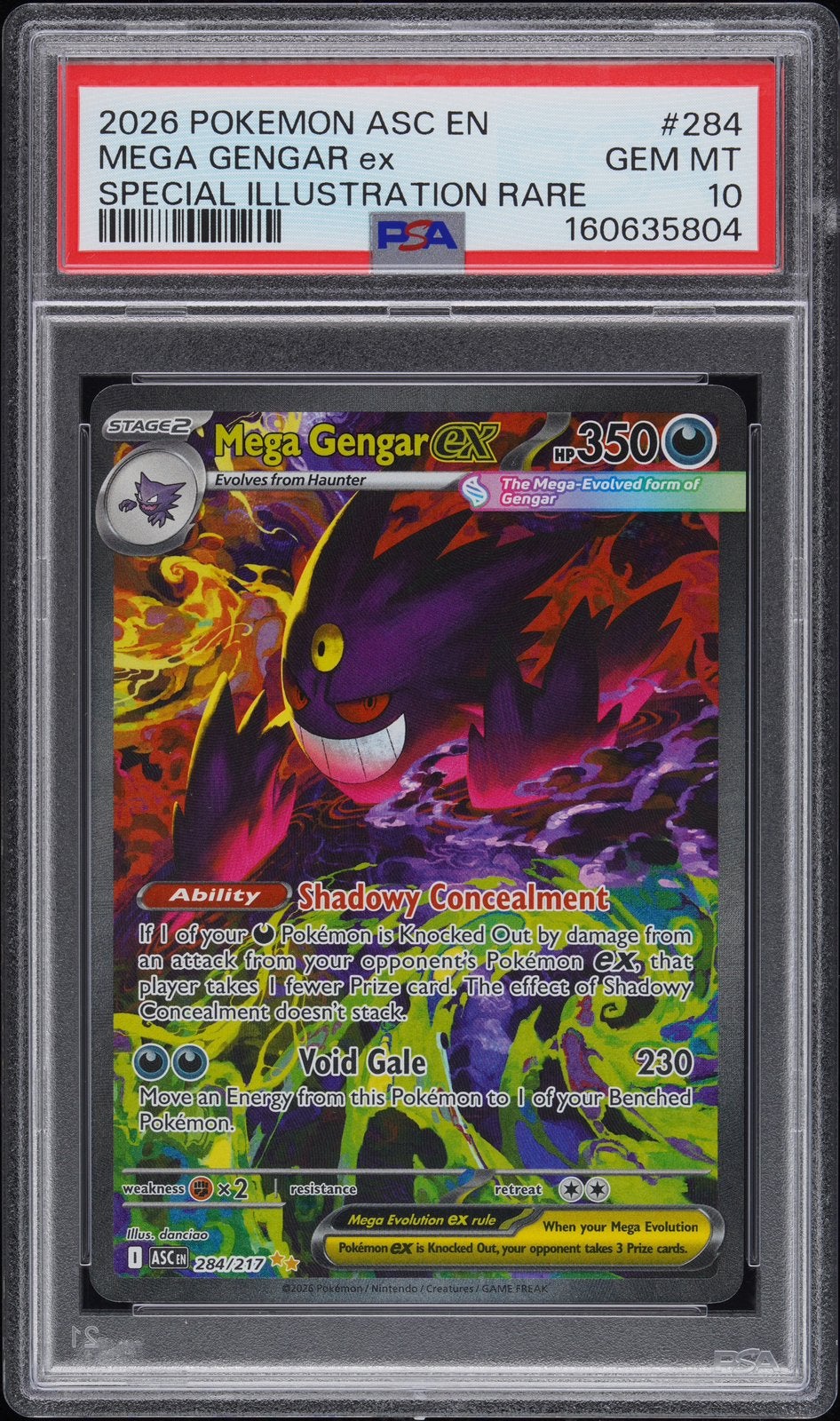 PSA 10 Mega Gengar ex #284 SIR – Pokémon ASC EN 2026, Hobby en Vrije tijd, Ophalen of Verzenden, Zo goed als nieuw