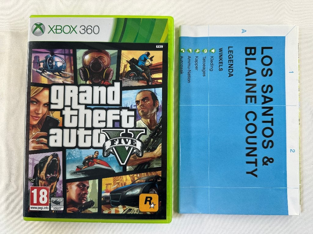 GTA 5 - Grand Theft Auto V + poster Xbox 360, Avontuur en Actie, Online, Gebruikt, Vanaf 18 jaar