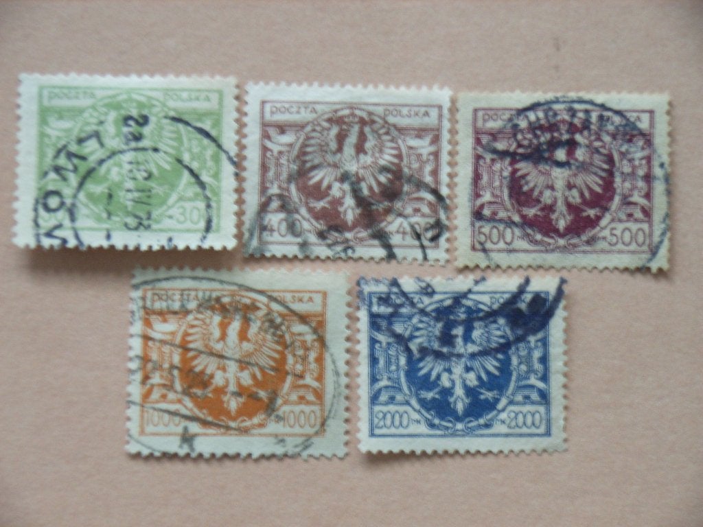 KZ  Polen 177-181, Ophalen of Verzenden, Polen, Gestempeld