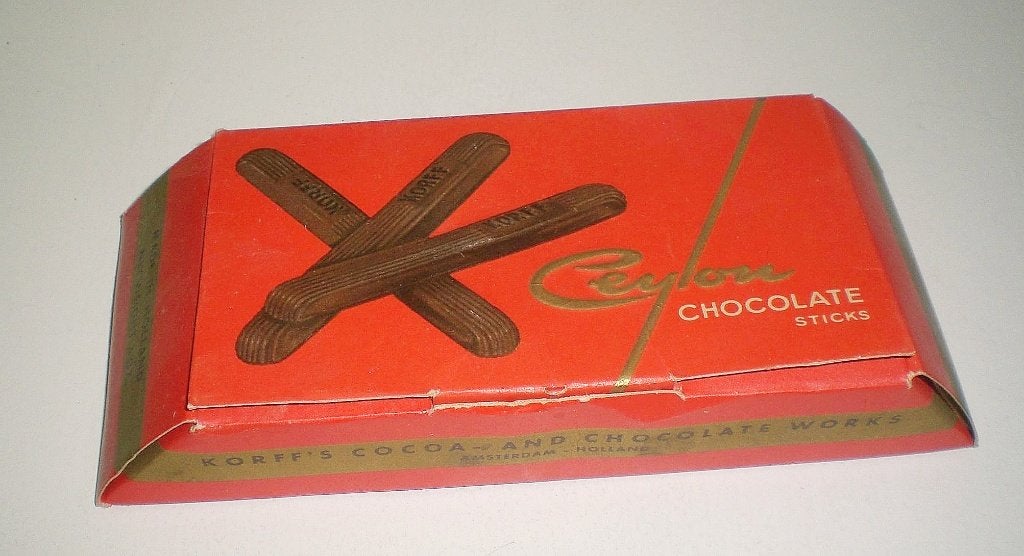 Klein doosje Korff Ceylon Chocolate Sticks, Verzamelen, Ophalen of Verzenden, Overige typen