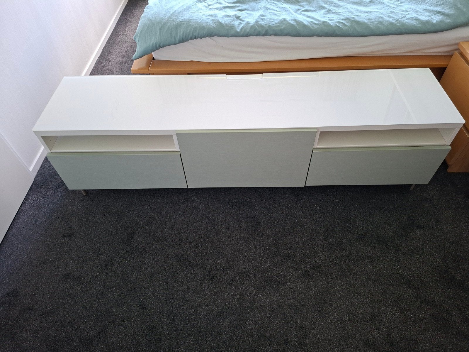 Televisiemeubel Besta(Ikea)180cm breed, Ophalen, 150 tot 200 cm, Scandinavisch, Zo goed als nieuw