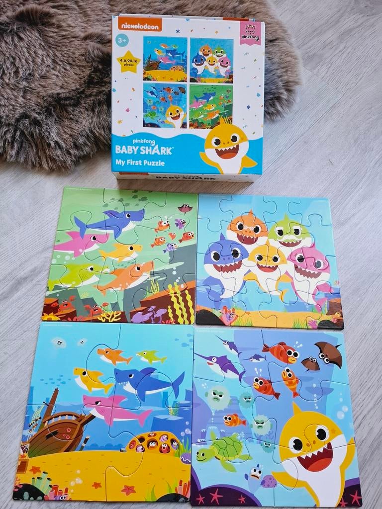 Puzzels van baby Shark, Kinderen en Baby's, Ophalen of Verzenden, 10 tot 50 stukjes, Zo goed als nieuw, 2 tot 4 jaar