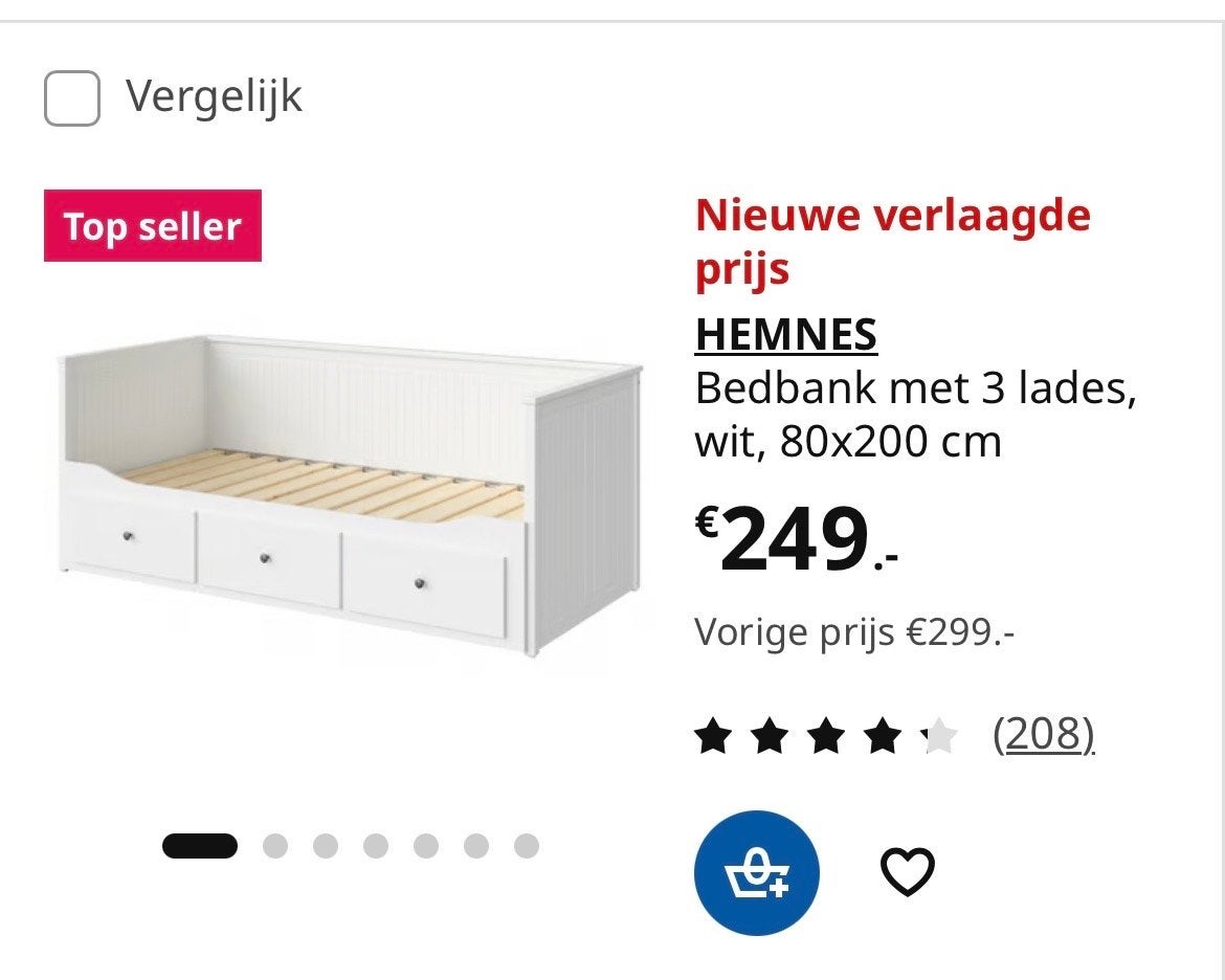 Ikea Hemnes bedbank uitschuifbaar met 3 lades, Ophalen, Verstelbaar, Wit, Tweepersoons
