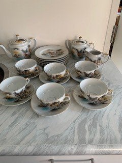 Exclusief Japans Thee/Koffie Servies Wit Porselein met Goud, Ophalen of Verzenden