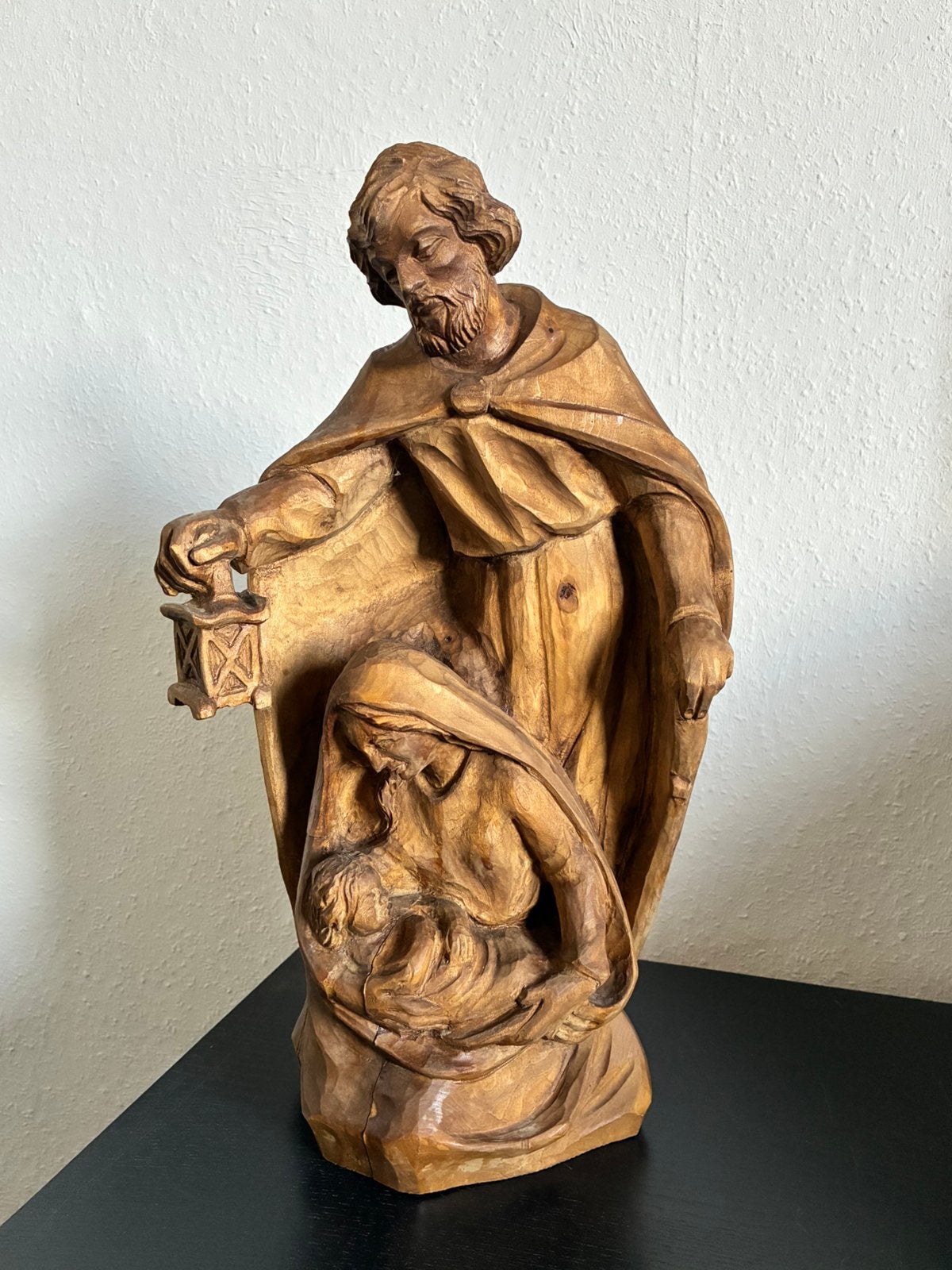 Groot handgesneden houten beeld Heilige Fami, Antiek en Kunst, Ophalen of Verzenden