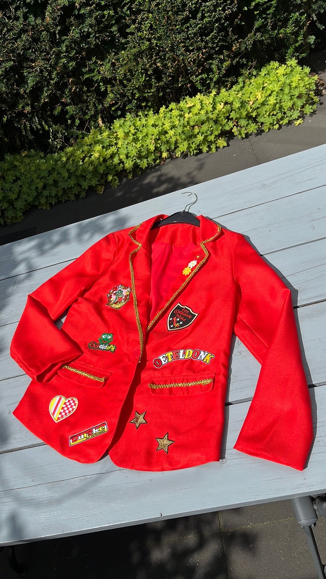 Oeteldonk jasje maat L rood, Ophalen of Verzenden, Zo goed als nieuw, Maat 38/40 (M), Carnaval
