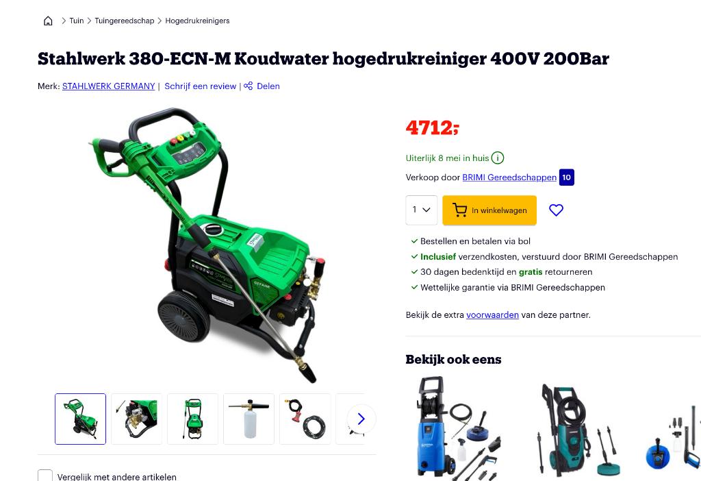 Stahlwerk 380-ECN-M Koudwater hogedrukreiniger 400V 200Bar, Tuin en Terras, Hogedrukreinigers, Ophalen, Nieuw, Elektrisch