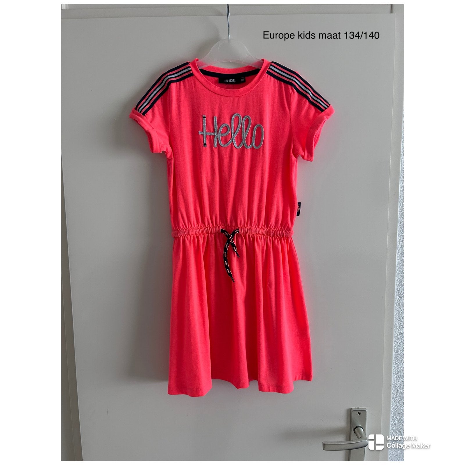 Neonroze/oranje jurk Europe Kids maat 134/140, Ophalen of Verzenden, Gebruikt, Meisje, Jurk of Rok