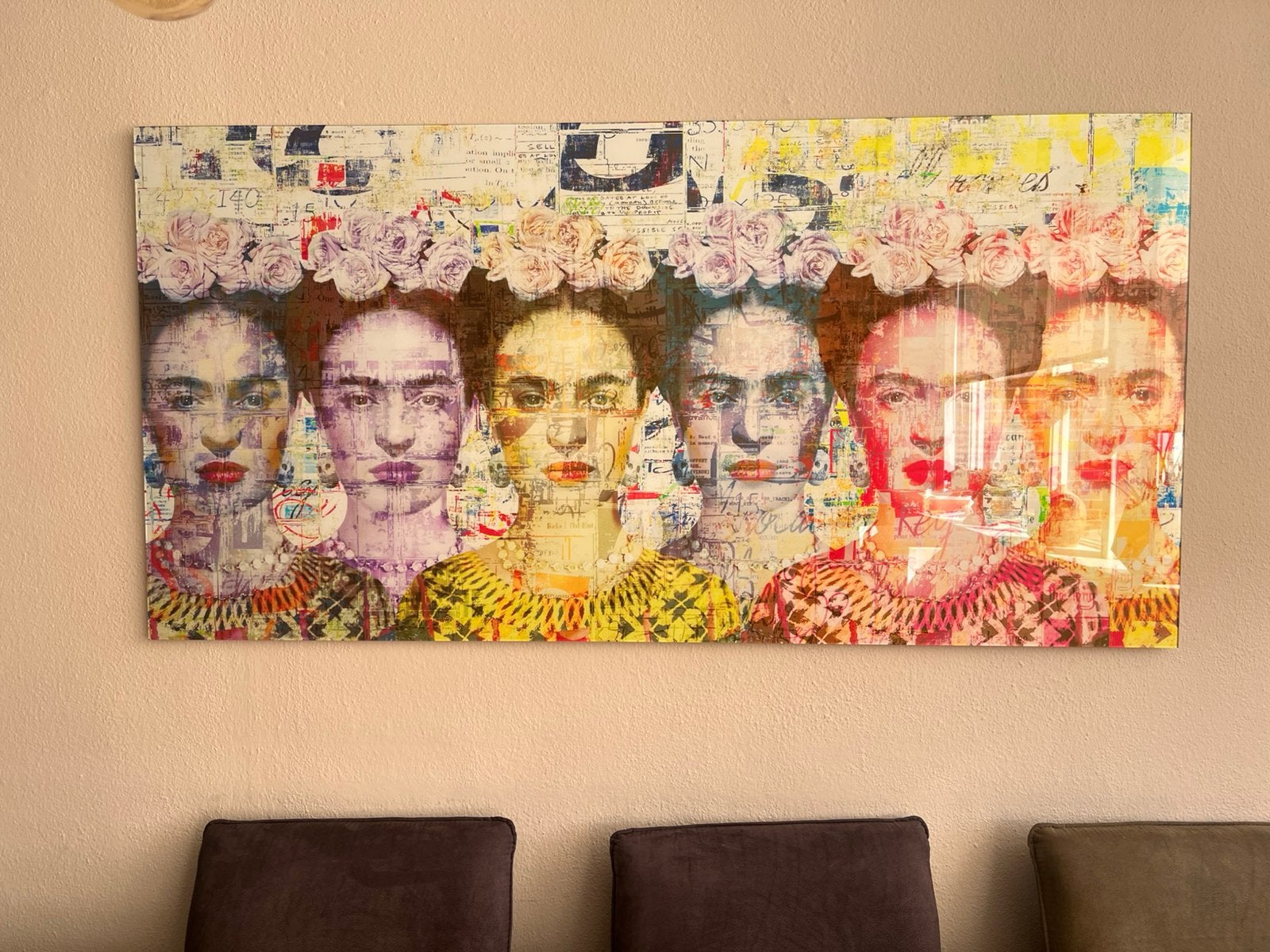 Prachtig schilderij van plexiglas, Frida Kahlo. 1.60 x 80, Ophalen