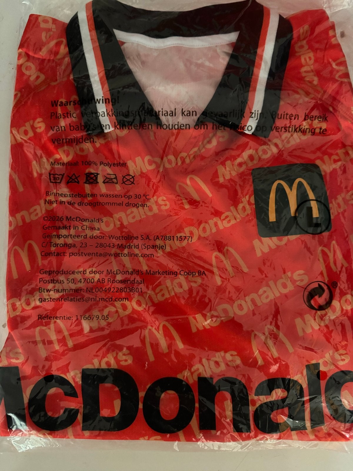 Oranje McDonald's Shirt maat L - Nieuw in verpakking, Ophalen of Verzenden, Nieuw