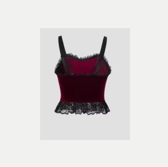 Gothic top Y2K stijl backless donkerrood, Nieuw, Ophalen of Verzenden, Lange mouw, Maat 34 (XS) of kleiner