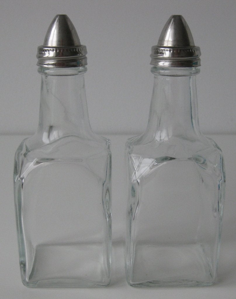 Olie- en Azijnstel glas / chroom Tafelset, Overige typen, Ophalen of Verzenden, Glas