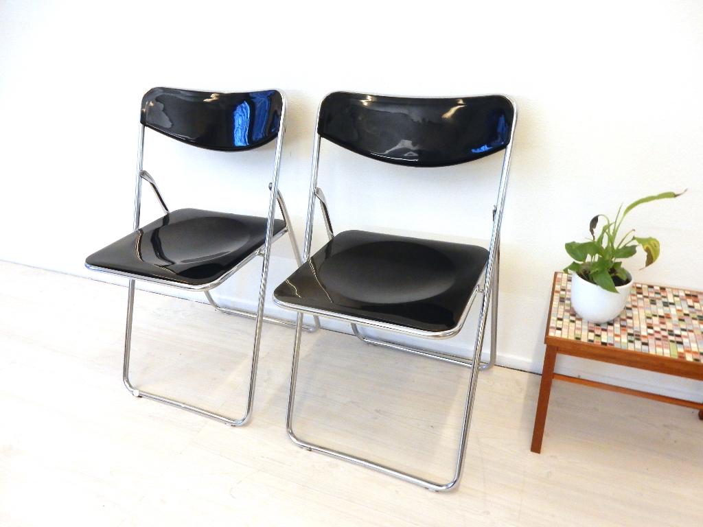 vintage klapstoel Ikea chroom zwart NIELS GAMMELGAARD, Gebruikt, Twee, Zwart, Vintage