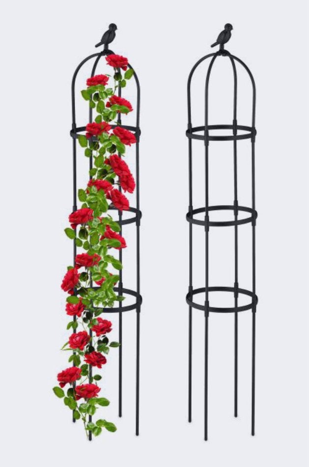 Plantensteun met vogel set van 2 stuks zwart, Ophalen of Verzenden