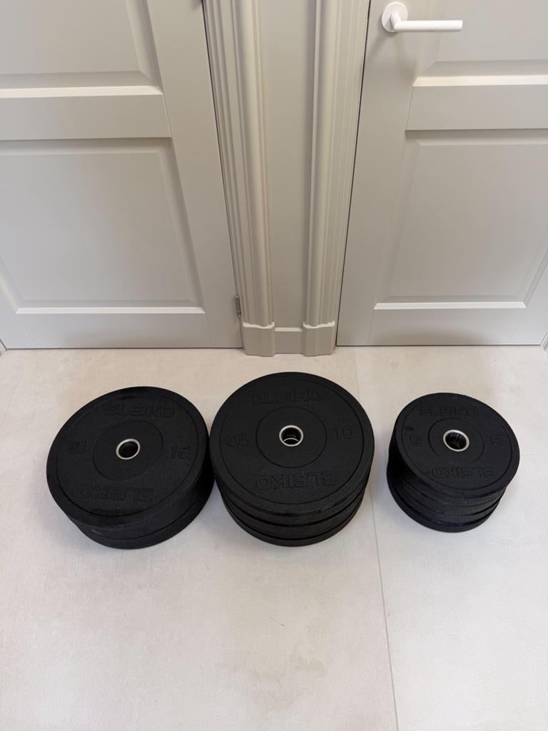 Halterschijven / OlympischeBumper plates van Eleiko – 90KG, Sport en Fitness, Fitnessmaterialen, Ophalen, Zo goed als nieuw
