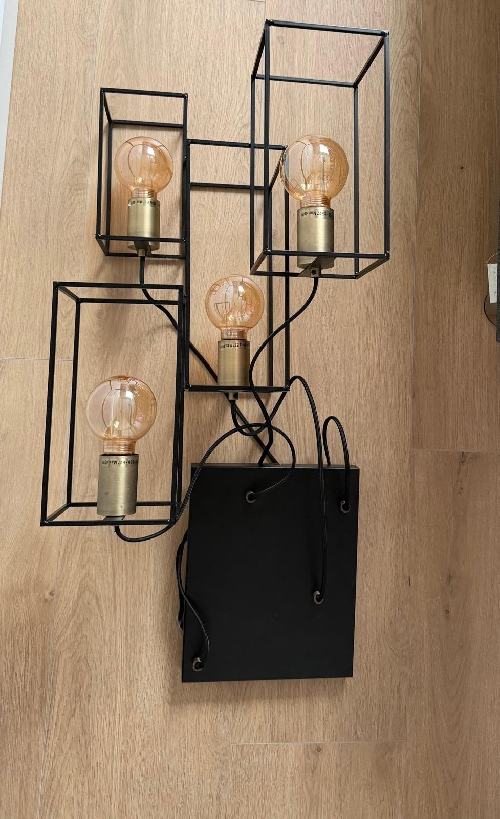Moderne 4-lichts hanglamp Vani - Zwart metaal E27, Ophalen, E27 (groot), Zo goed als nieuw, Metaal