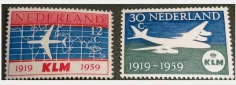 KLM - 729#730 - 1959 - 40 jaar, Postzegels en Munten, Verzenden, Na 1940, Postfris
