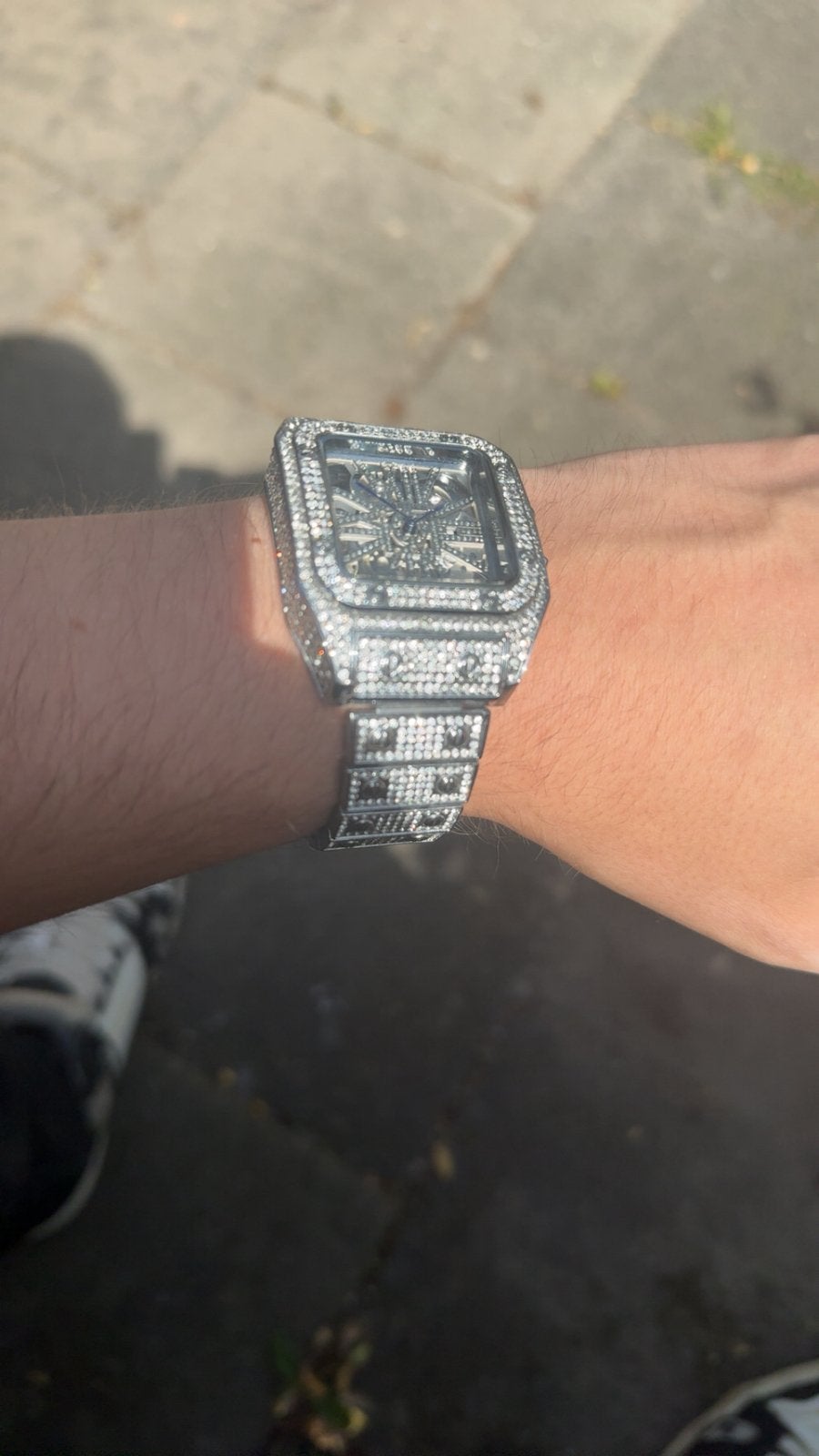 Custom Iced Out Skeleton Horloge – Heavy Stainless Steel –, Polshorloge, Zo goed als nieuw, Ophalen, Overige merken