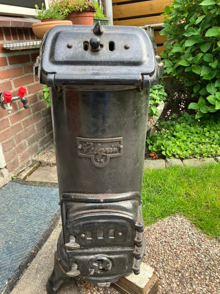 Potkachel Pelgrim gietijzer zwart hout kolen, Ophalen, Gebruikt, Vrijstaand, Hout