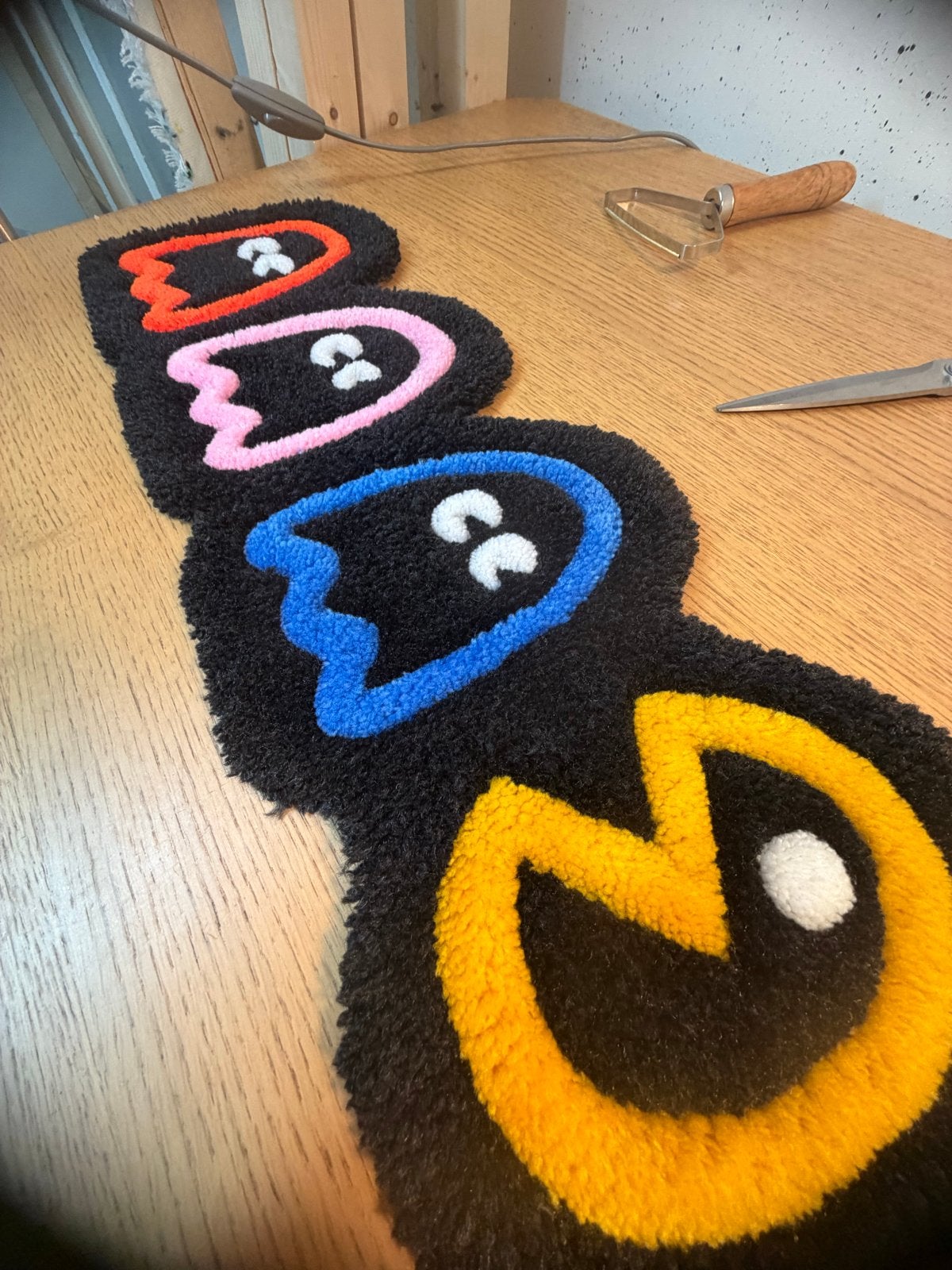 (Free delivery) Tufting rug Pac-Man, Zwart, Nieuw, Overige vormen, 50 tot 100 cm