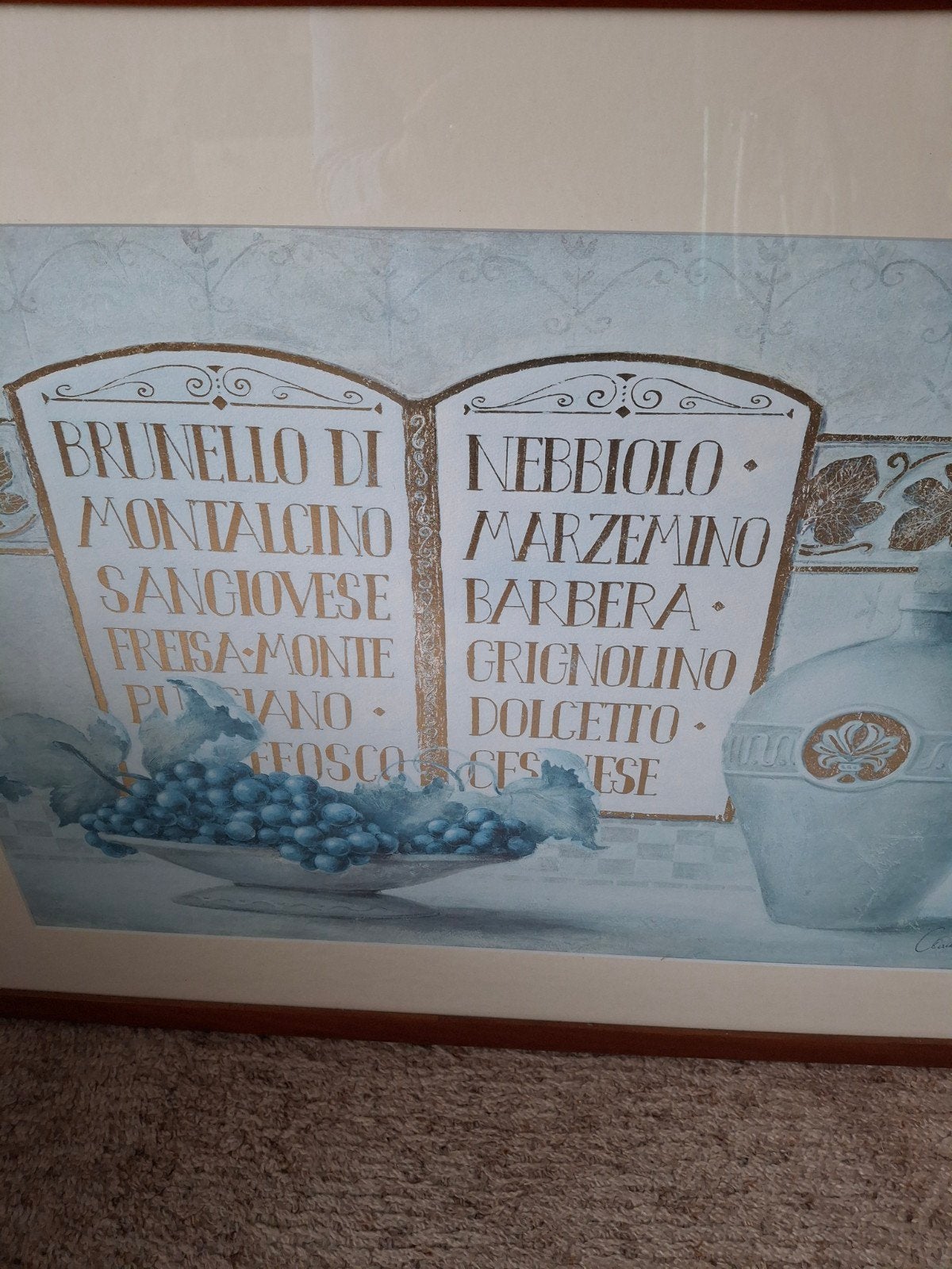 Italiaanse afbeelding in glas met houten lijst., Ophalen