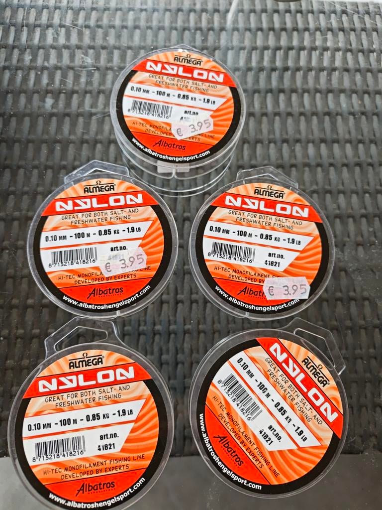 Nieuwe 5 x 100m 0.10mm nylon lijn vislijn albatros, Ophalen of Verzenden, Nieuw, Vislijn