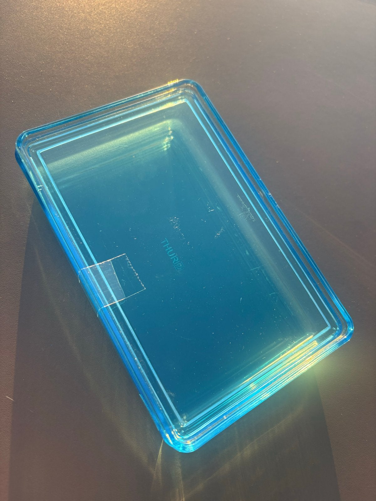 Holmegaard Thurø glazen opbergdoos turquoise blauw, Ophalen of Verzenden