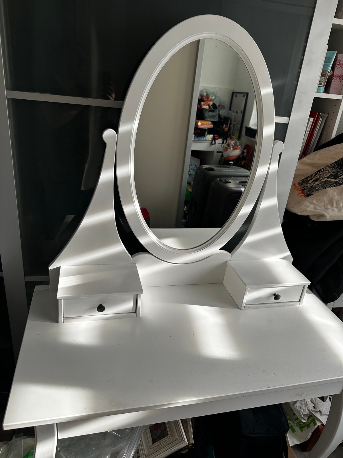 Ikea kaptafel met spiegel en lades, Ophalen, Gebruikt, 100 tot 150 cm, 50 tot 100 cm