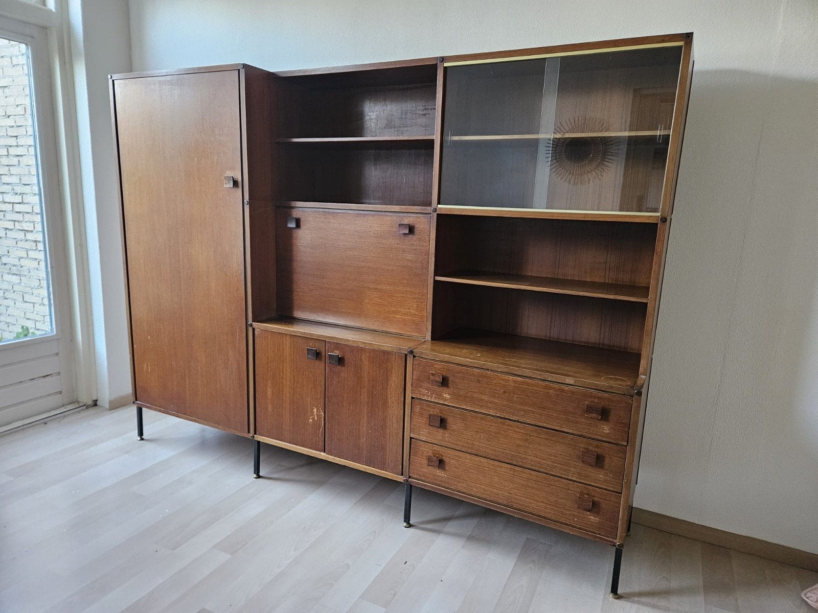 Vitrinekast Mørkaste van Topform - Teak, Jaren '60, Ophalen, Teakhout, 200 cm of meer, Retro, Jaren '60