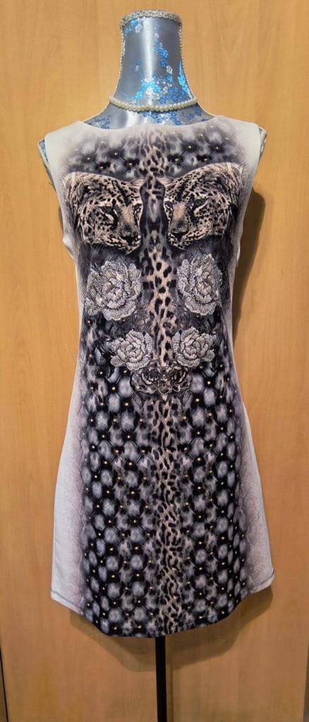 Stijlvolle jurk met dierenprint en bloemen, Kleding | Dames, Jurken, Ophalen of Verzenden, Zo goed als nieuw, Bruin