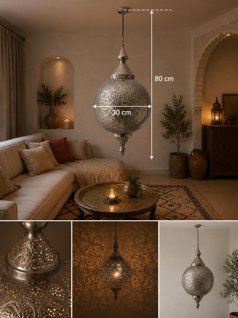 Oosterse hanglamp zilver, Huis en Inrichting, Lampen | Hanglampen, Ophalen, Gebruikt, ', '