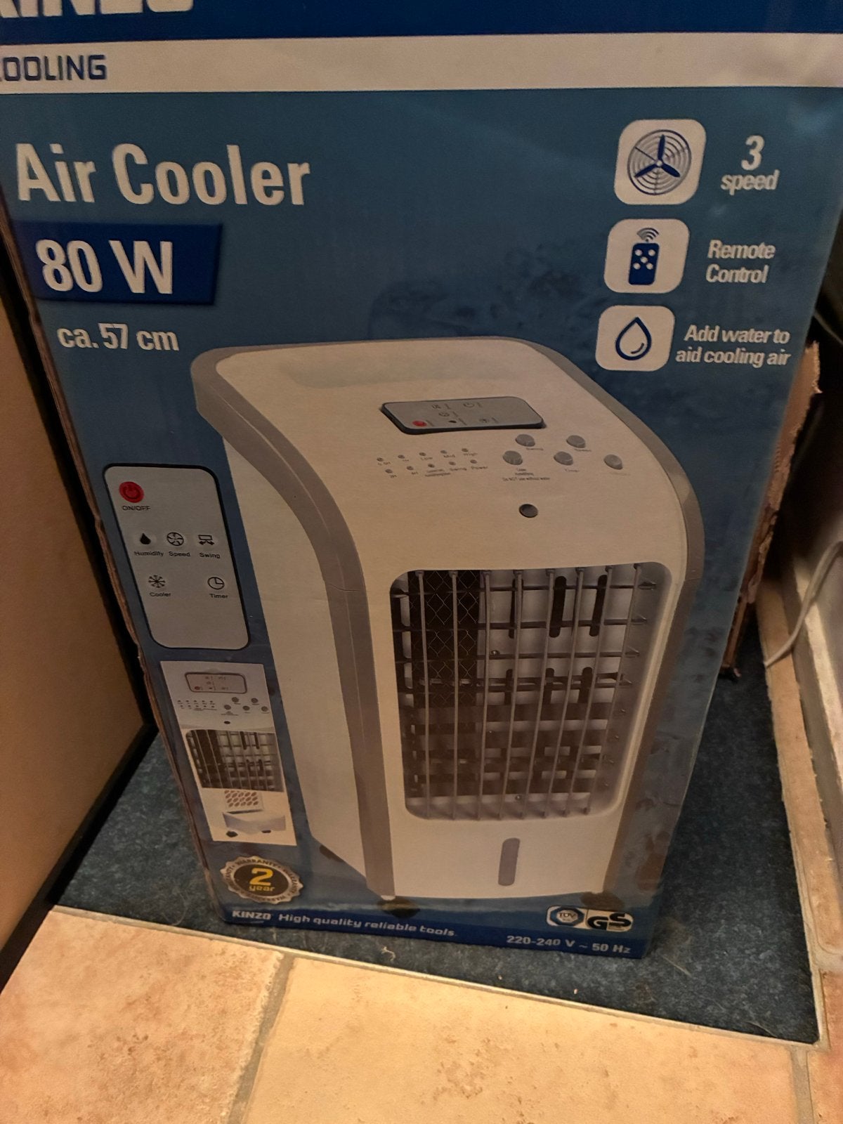 Kinzo Air Cooler 80W met afstandsbediening, Witgoed en Apparatuur, Ophalen, Minder dan 60 m³, 3 snelheden of meer, Zo goed als nieuw