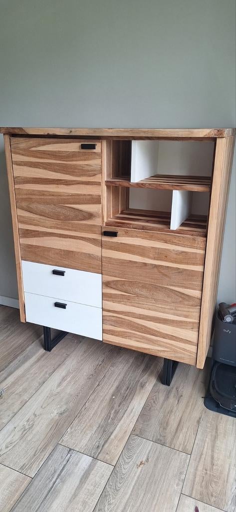 Xooon kast hout met 2 deuren en 2 lades, Huis en Inrichting, Kasten | Dressoirs, Ophalen, Gebruikt, Modern, Natuurlijk, 25 tot 50 cm