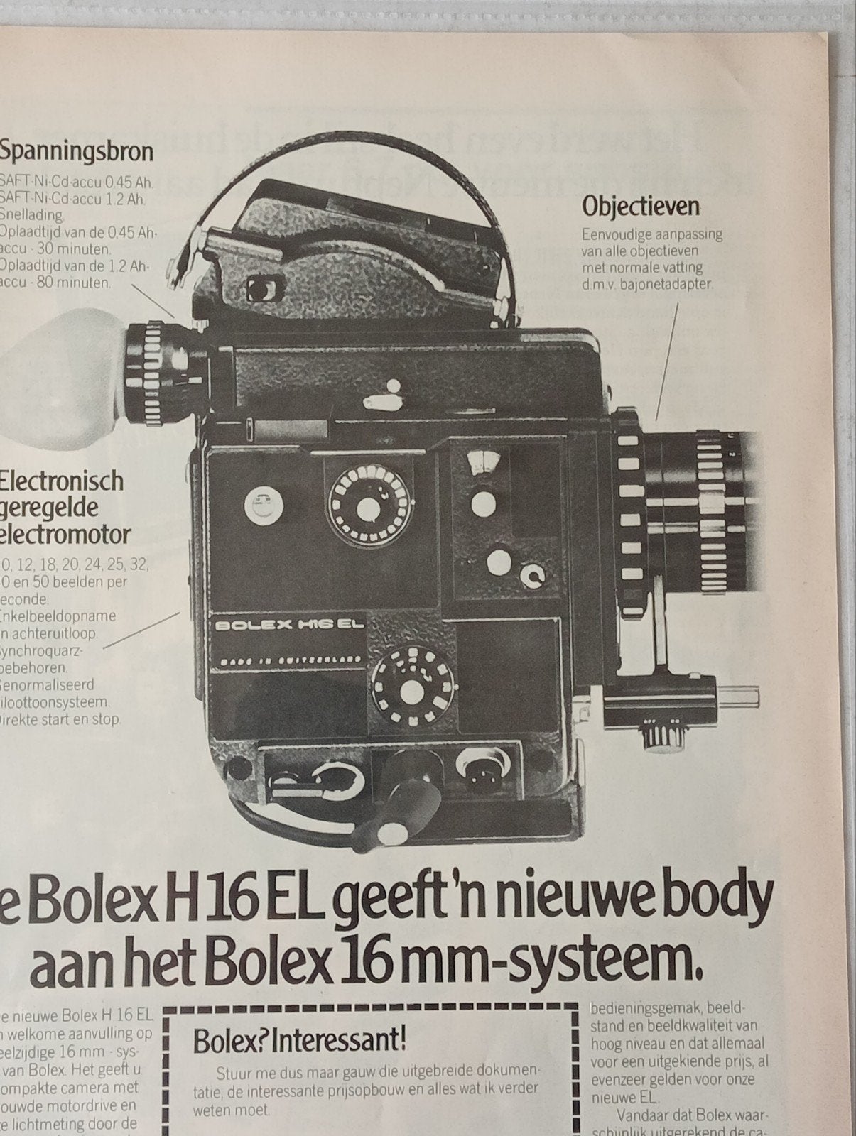 Tijdschrift pagina Bolex advertentie begin jaren zeventig, Ophalen of Verzenden, Knipsel(s)