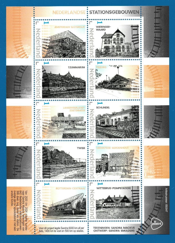 Jaar 2025 NVPH nnb Nederlandse stationsgebouwen met 10 versc, Ophalen of Verzenden, Na 1940, Postfris