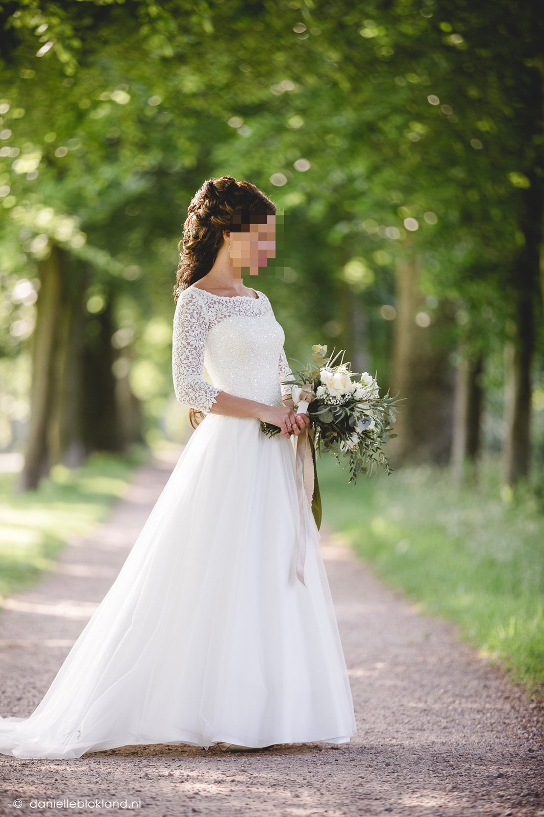 Trouwjurk maat 34 Taft en Tule, Ophalen, Zo goed als nieuw, Wit, Trouwjurk