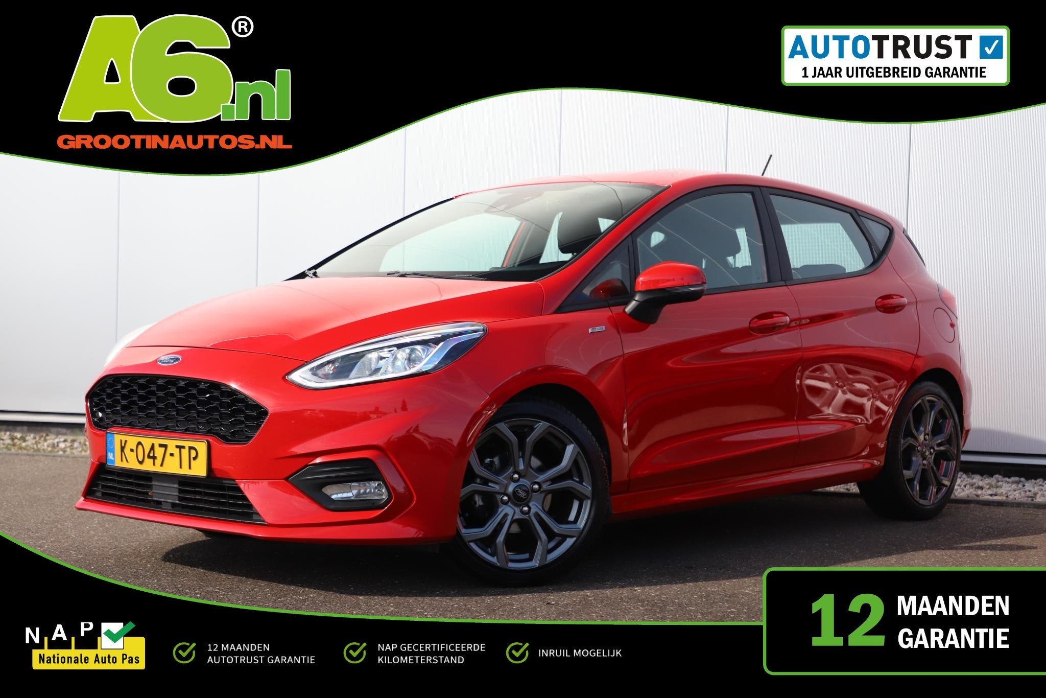Ford Fiesta 1.0 EcoBoost ST-Line Automaat LED Carplay Androi, Gebruikt, Met garantie (alle), 49 €/maand, Bedrijf