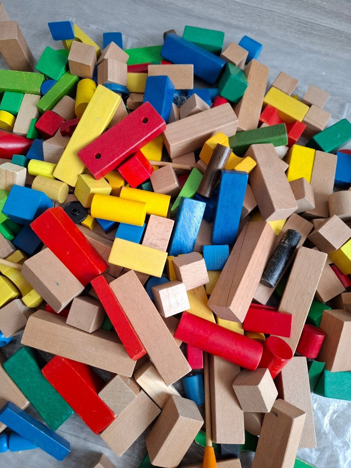 Grote partij houten bouwblokken, diverse kleuren, Kinderen en Baby's, Ophalen, Gebruikt, Overige merken