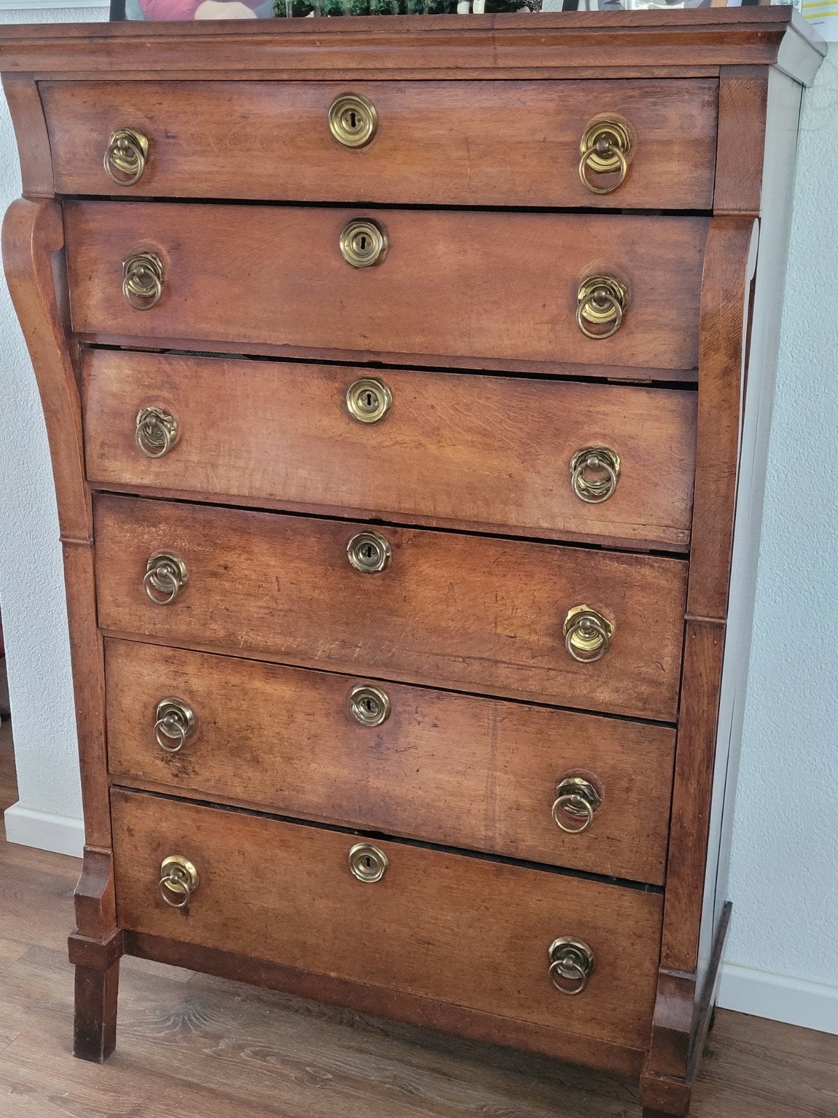 Antieke chiffonniere  ladekast met 6 laden, Antiek en Kunst, Ophalen of Verzenden