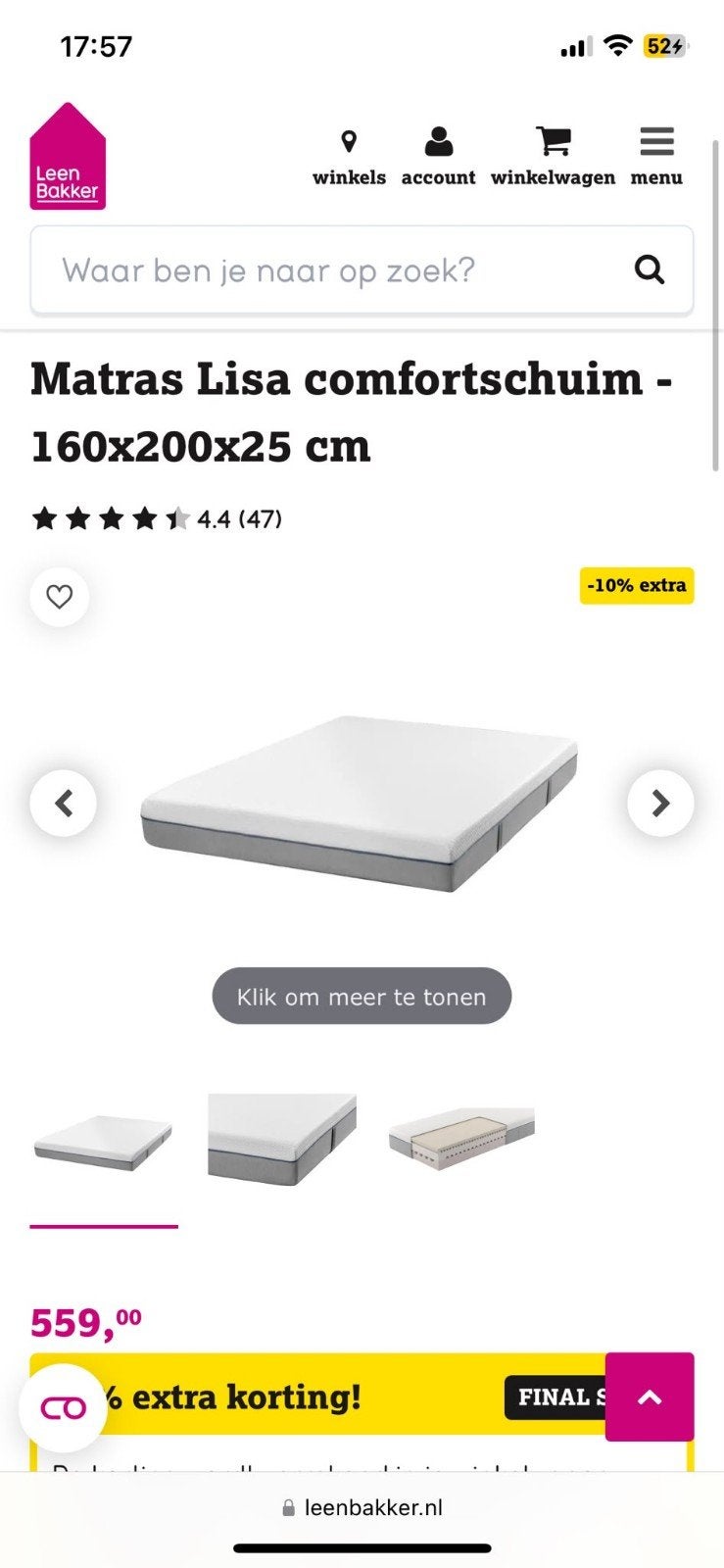 NIEUW IN DOOS/ lisa matras van de leenbakker,, Huis en Inrichting, Slaapkamer | Matrassen en Bedbodems, Ophalen of Verzenden, Matras