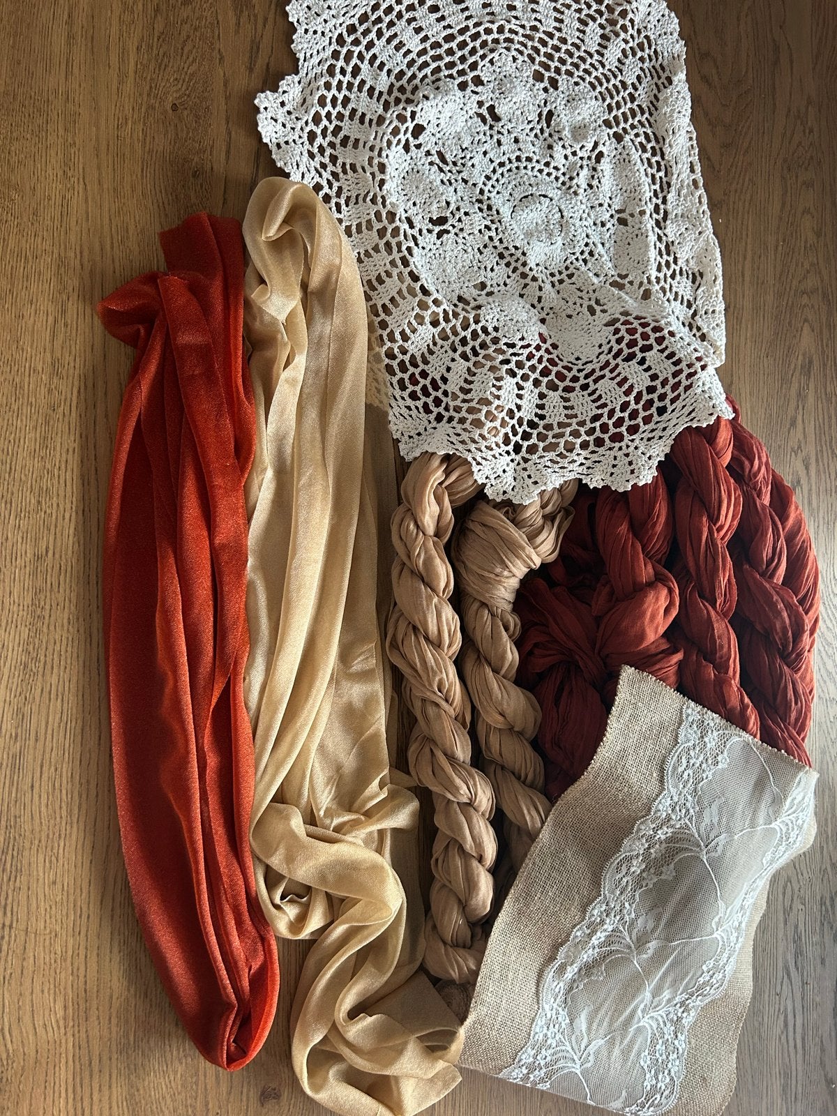 Decoratiepakket bohemian: oranje en champagne, Hobby en Vrije tijd, Stoffen en Lappen, Ophalen, Oranje, Zo goed als nieuw, 30 tot 120 cm