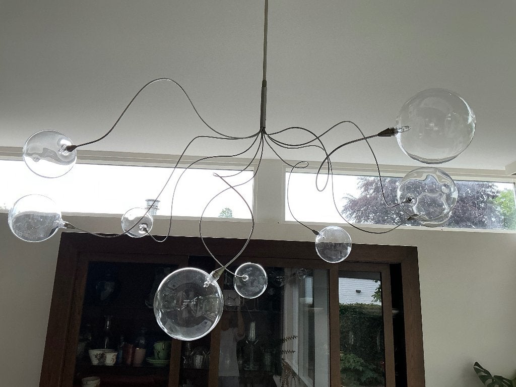 Harco Loor hanglamp big bubbles, Ophalen, Gebruikt, 50 tot 75 cm, Glas