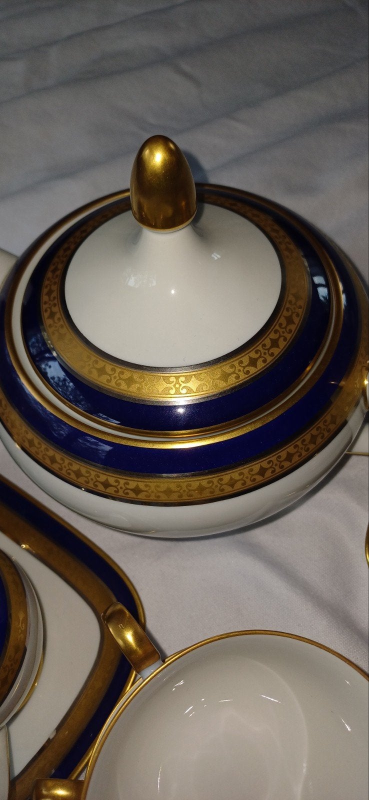 kerst servies nooit gebruikt hutschenreuther kobalt goud, Diversen, Kerst, Ophalen, Nieuw