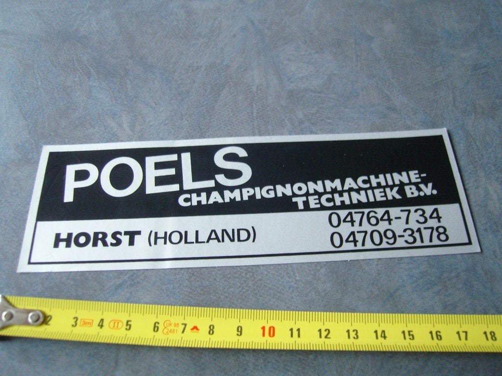 sticker Horst POELS Champignonmachine - techniek bv., Verzamelen, Ophalen of Verzenden, Zo goed als nieuw