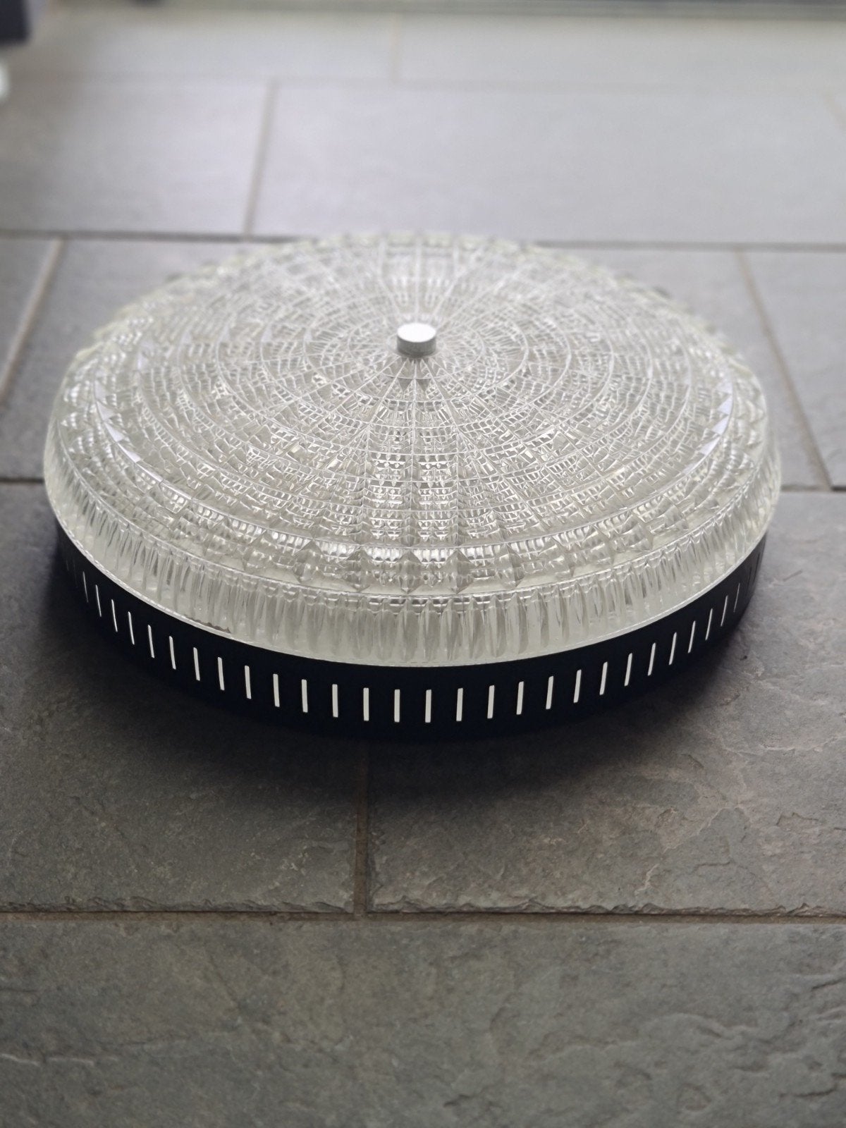 grote Mid-Century plafondlamp., Huis en Inrichting, Ophalen, Zo goed als nieuw, Glas