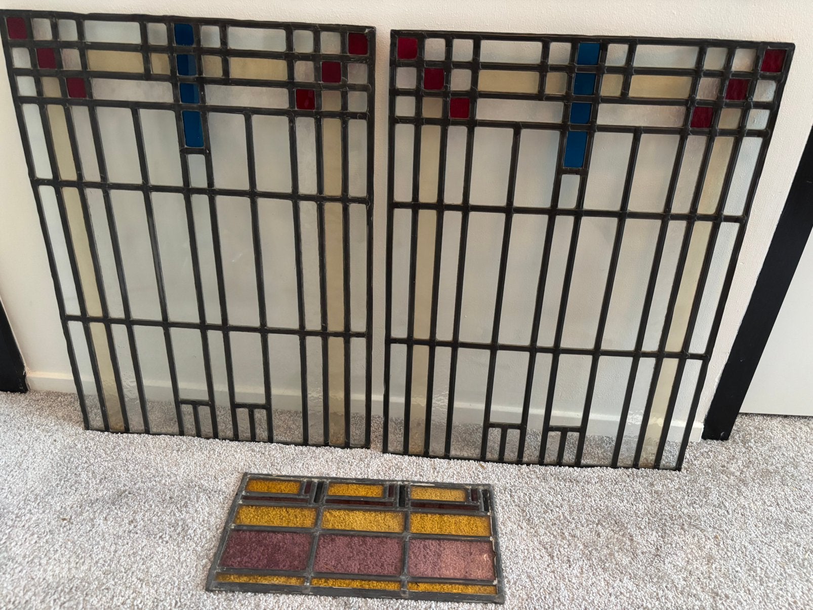 GLAS IN LOOD AMSTERDAMSE SCHOOL/ART DECO, Ophalen, Zo goed als nieuw, Glas in lood, Minder dan 80 cm