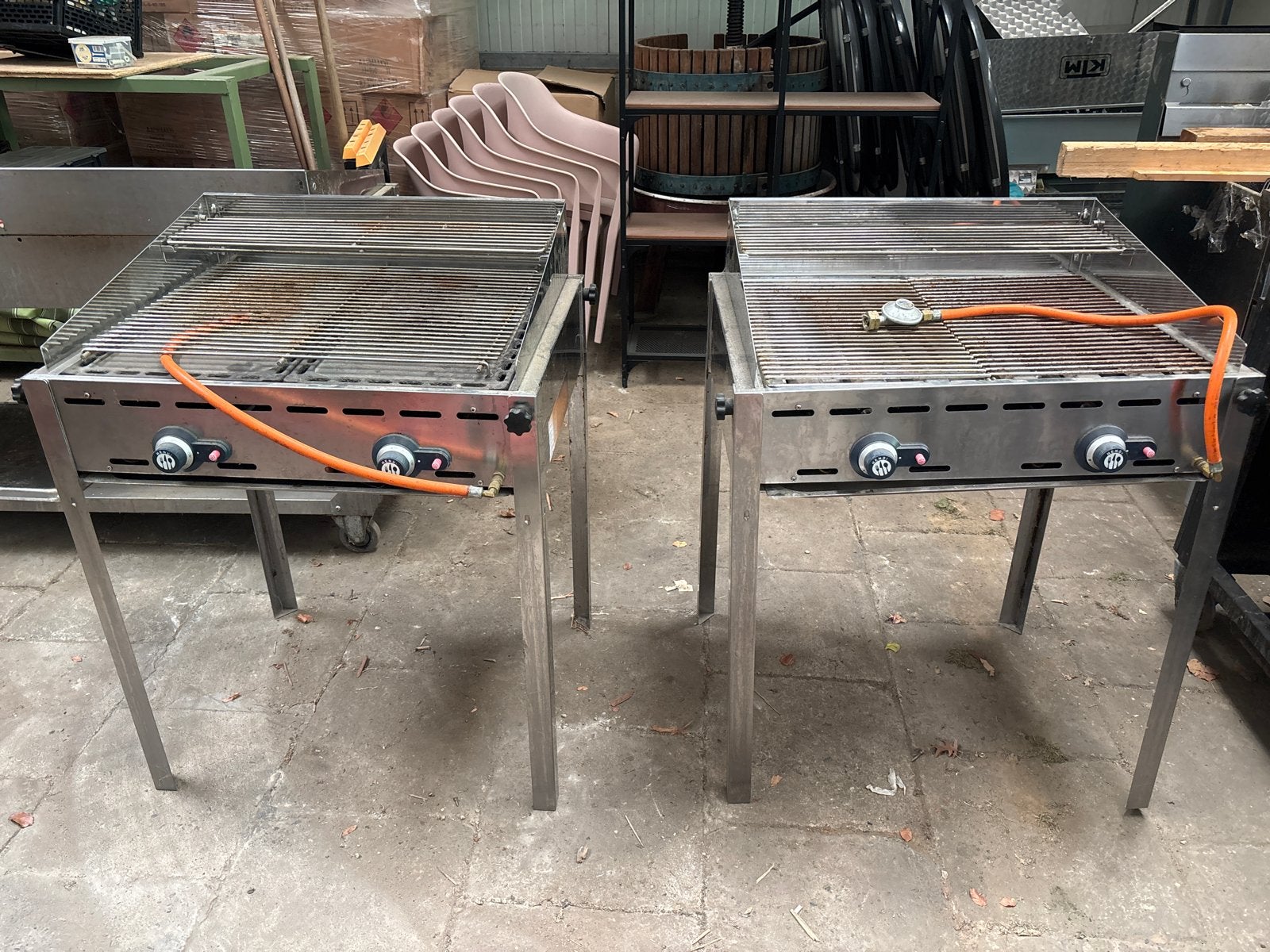 Professionele RVS Gasbarbecues (2 stuks), Ophalen, Gebruikt